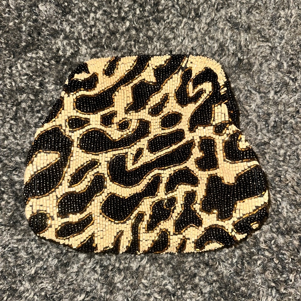 Made in India Leopard Print Beaded Clutch